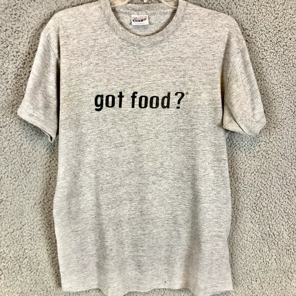 Hanes Beefy - T Other - Vintage 90s "GOT FOOD?“ T Shirt Size Medium Y2K